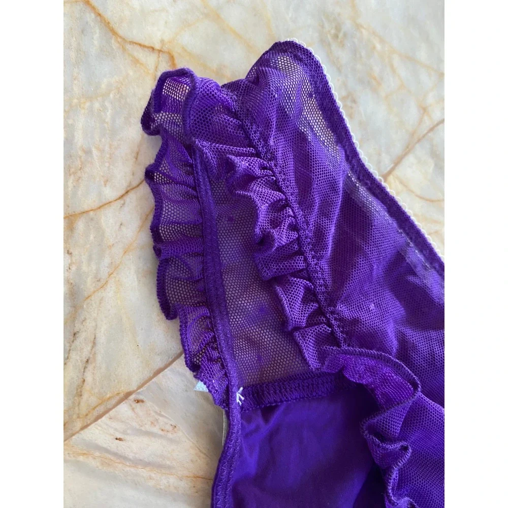Victorias Secret Purple Shine Like A Star Rhinestone Ruffle Cheekini Panty 2011